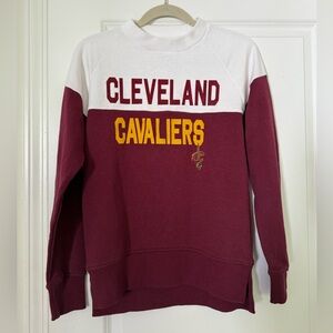 Mock neck Cleveland Cavaliers NBA White Sweatshirt by Sideline Apparel